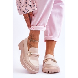 FG1 Mocassini da donna su una massiccia piattaforma Calypso beige 1