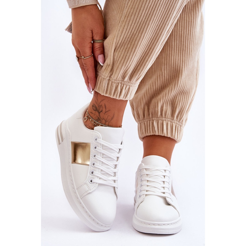 Classiche scarpe sportive Follow Me bianche e oro bianca 1
