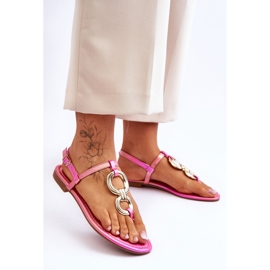 Infradito con tacco piatto Keep Going in pelle rosa 2