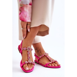 FI1 Sandali Donna In Camoscio Con Pietre Fucsia Calabrio rosa 2