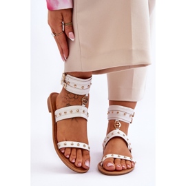 FI1 Sandali da donna unici con borchie Selina bianche bianco 1