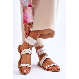 FI1 Sandali da donna unici con borchie Selina bianche bianco 2