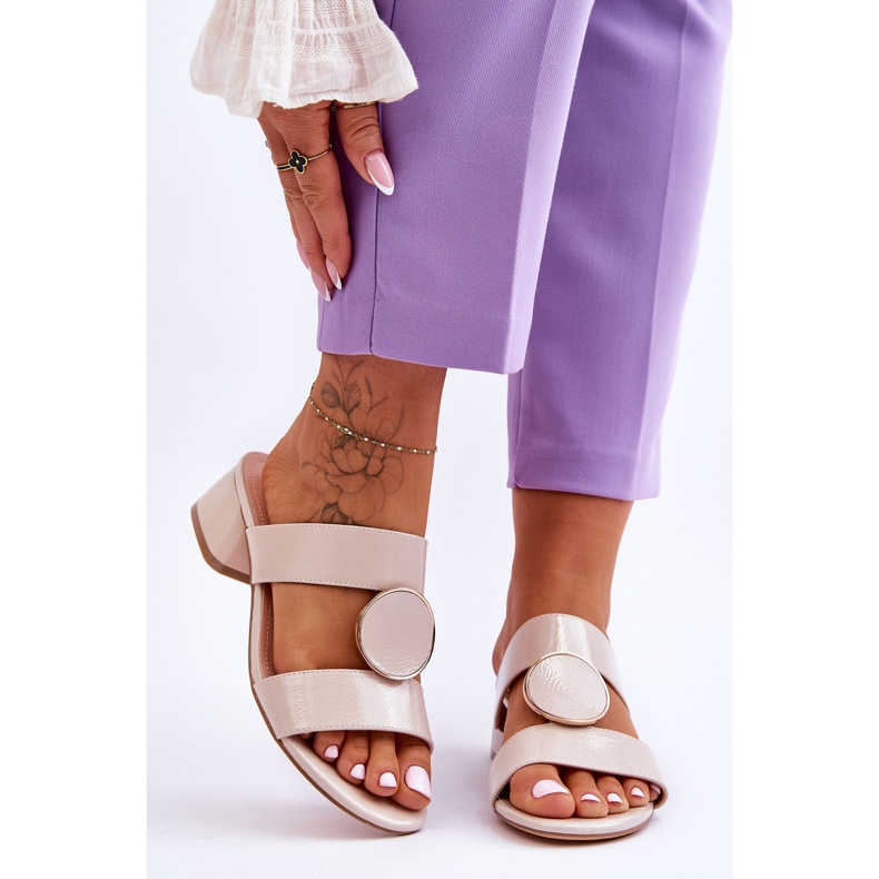 Eleganti pantofole con tacco alto Sergio Leone KL310 Beige 1