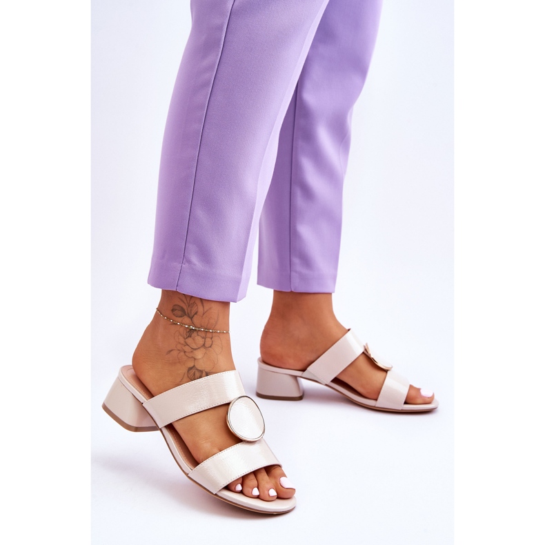 Eleganti pantofole con tacco alto Sergio Leone KL310 Beige 2