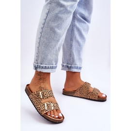 FB1 Pantofole slip-on leopardate beige e nere da donna Destino 2