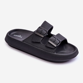 Pantofole in schiuma da donna con strisce nere Sharmen nero 1