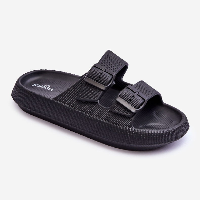 Pantofole in schiuma da donna con strisce nere Sharmen nero 1
