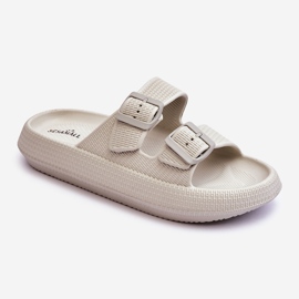 Pantofole in schiuma da donna con strisce grigio chiaro Sharmen 1