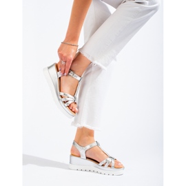 Sandalo con zeppa argento Shelovet da donna d'argento 2