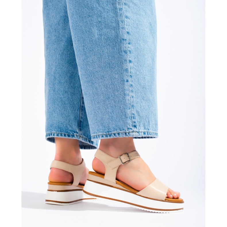 Vinceza sandali con plateau beige da donna 1