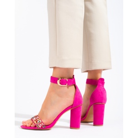 Sandali fucsia da donna con pietre Vinceza decorative rosa 1