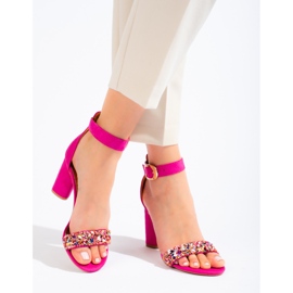 Sandali fucsia da donna con pietre Vinceza decorative rosa 2