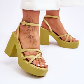 FS1 Sandali alla moda con tacchi alti e cinturini Shemira color lime verde 2