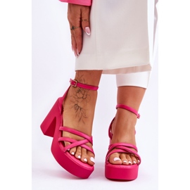 FS1 Sandali alla moda con tacchi alti e cinturini Shemira fucsia rosa 1