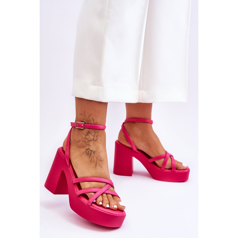 FS1 Sandali alla moda con tacchi alti e cinturini Shemira fucsia rosa 2