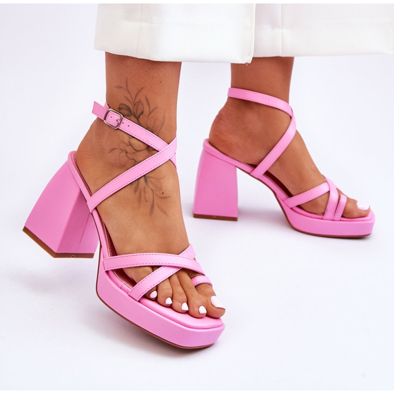 FS1 Sandali con tacco e plateau alla moda Rosa chiaro Rosa segreta 2