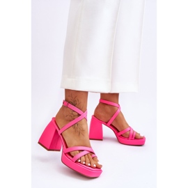 FS1 Tacchi alti alla moda rosa segreta rosa e sandali con plateau 2