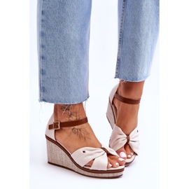 PS1 Sandali Da Donna Con Zeppa Intrecciata Beige Judith 1