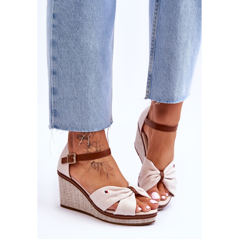 PS1 Sandali Da Donna Con Zeppa Intrecciata Beige Judith 1