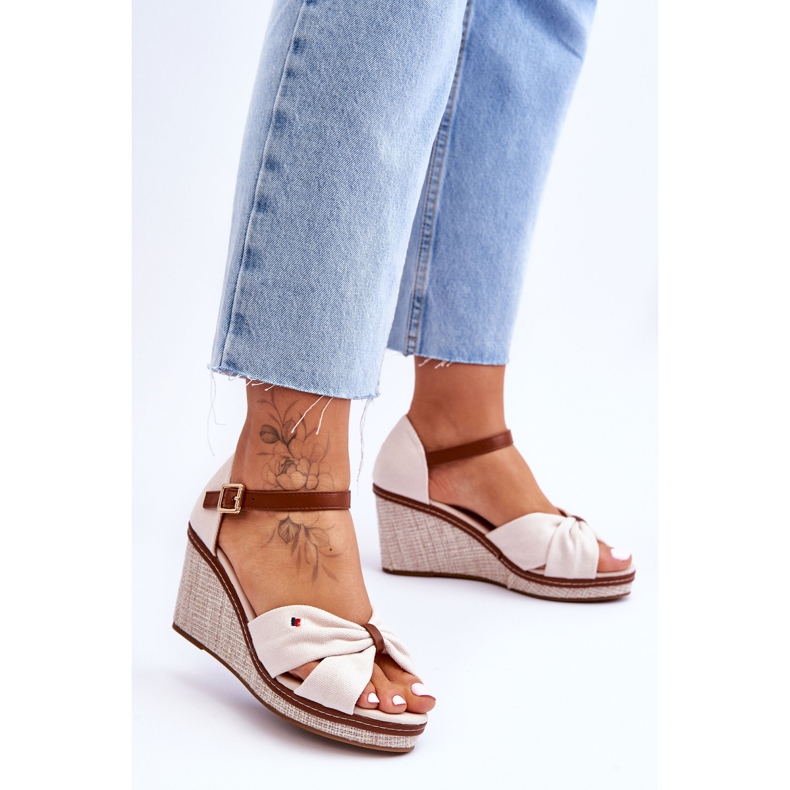 PS1 Sandali Da Donna Con Zeppa Intrecciata Beige Judith 2