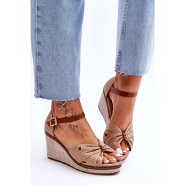 PS1 Sandali Da Donna Con Zeppa Intrecciata Judith Beige Scuro 1