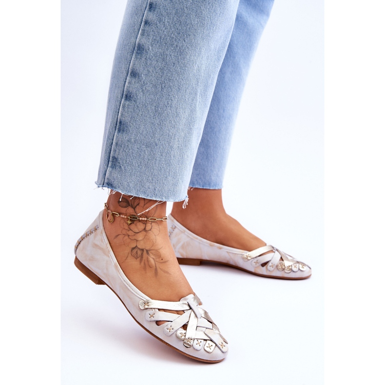Ballerine Donna in Pelle Maciejka 01358-22 Beige-Oro 2