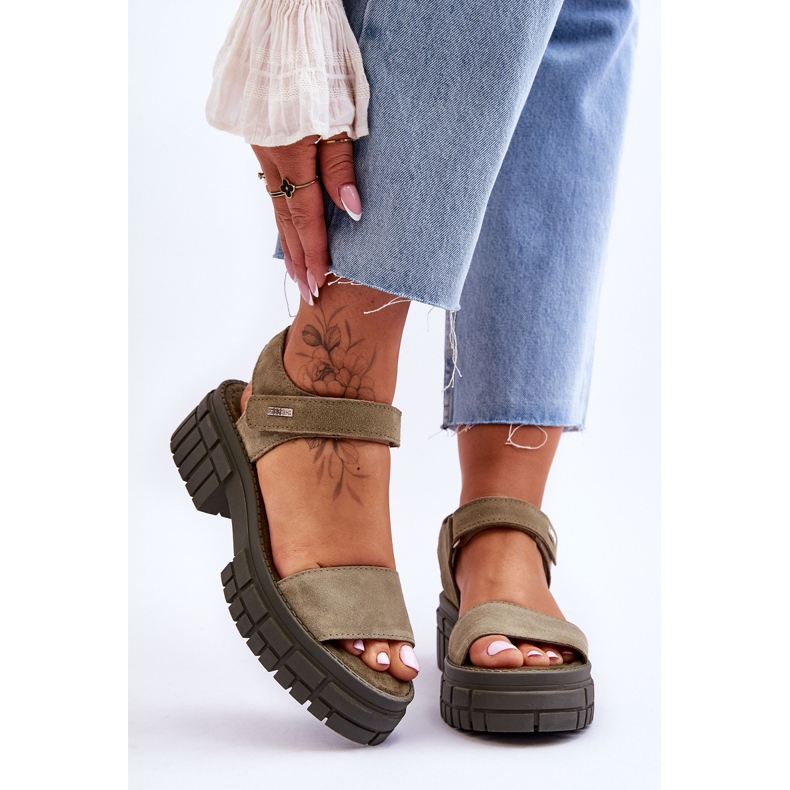 Sandali Big Star in camoscio da donna LL276033 Verde 1