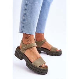 Sandali Big Star in camoscio da donna LL276033 Verde 2