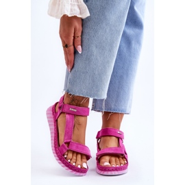 Sandali in pelle scamosciata con velcro Big Star LL276012 Rosa 1