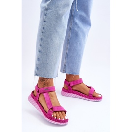 Sandali in pelle scamosciata con velcro Big Star LL276012 Rosa 2
