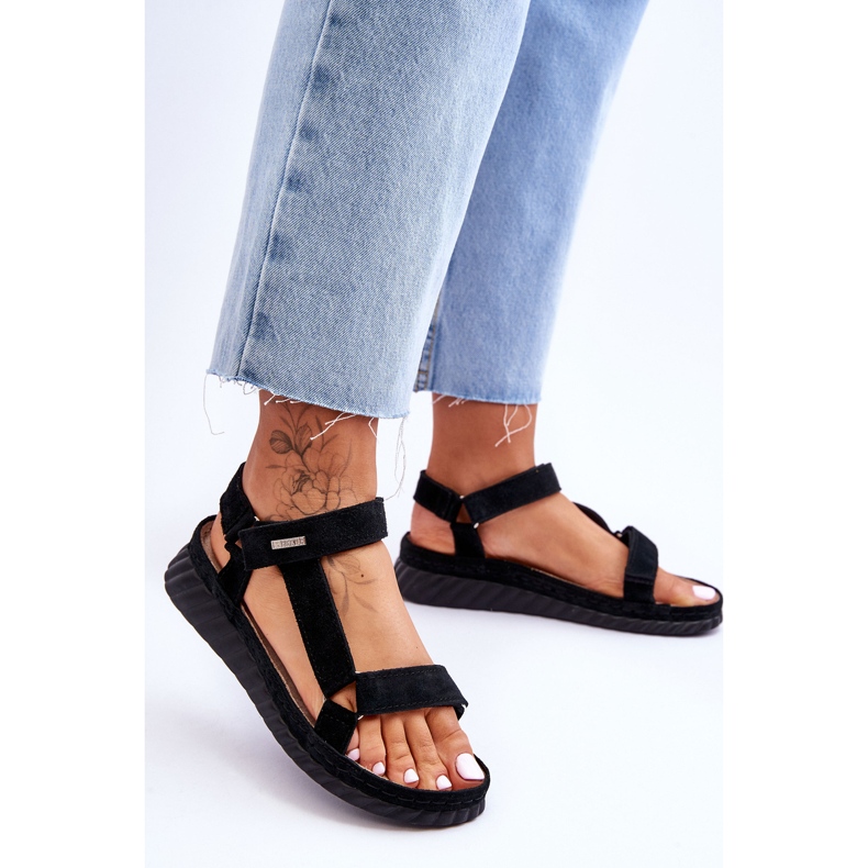 Sandali in pelle scamosciata con velcro Big Star LL276011 Nero 2
