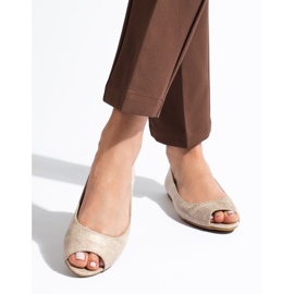 Ballerine open toe da donna di colore beige e oro Shelovet 1