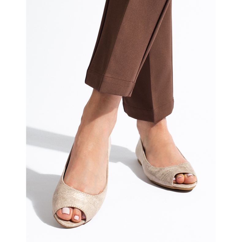 Ballerine open toe da donna di colore beige e oro Shelovet 1