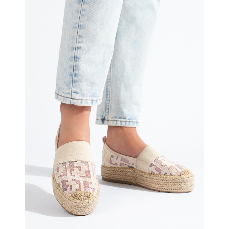 Espadrillas in pizzo sulla piattaforma Shelovet nero beige 1