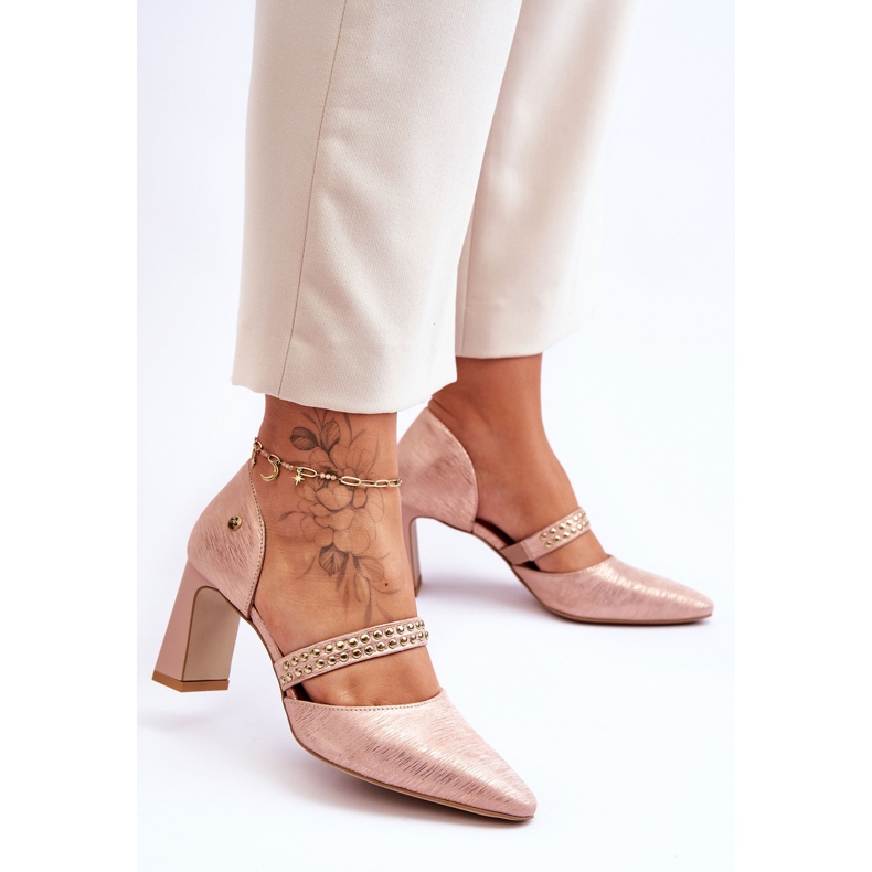 Décolleté in pelle con cintura Maciejka 05950-33 Rosa 2