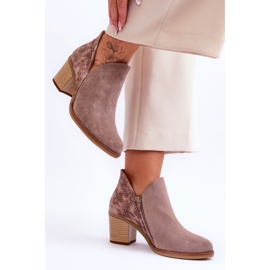 Stivali in pelle da donna sul tacco Maciejka 04492-14 Beige scuro 2