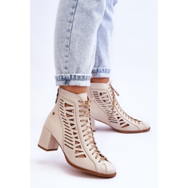 Stivali traforati in pelle Maciejka 05508-22 Beige chiaro 2