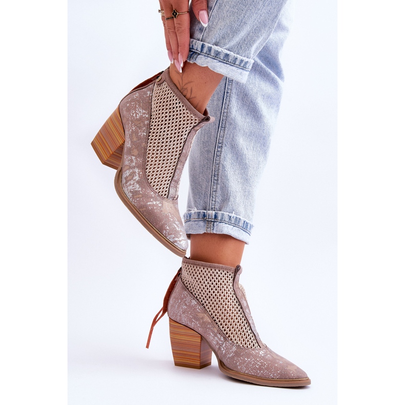 Stivali in pelle con rete Maciejka 05842-04 Beige 2