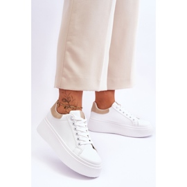 Scarpe sportive su una massiccia piattaforma bianca e beige Boneti bianco 2
