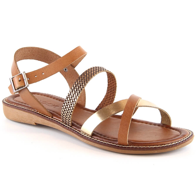 Sandali piatti da donna marroni Potocki RS64007 2