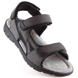 Sandali neri con velcro da uomo American Club nero 1