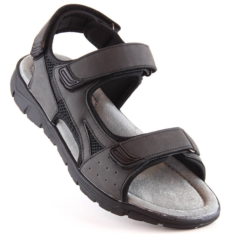 Sandali neri con velcro da uomo American Club nero 1
