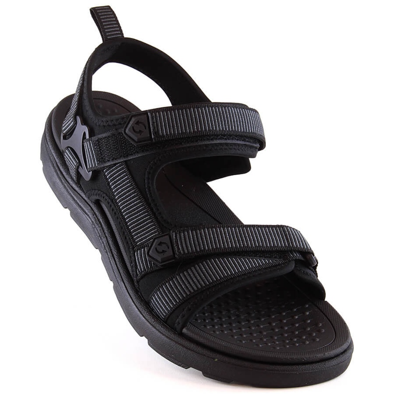 News Novità 5623 sandali neri da uomo con velcro nero 1