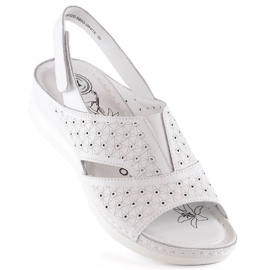 Comodi sandali da donna in pelle con fascia in velcro, bianco eVento 5850 1