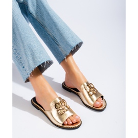 Ciabatte da donna Shelovet decorate in oro d'oro 1