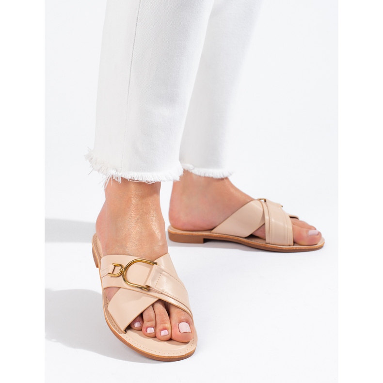 Pantofole Shelovet beige da donna 1