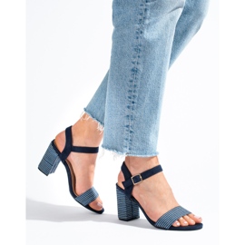 Sandali Shelovet blu navy da donna con tacco decorativo 1