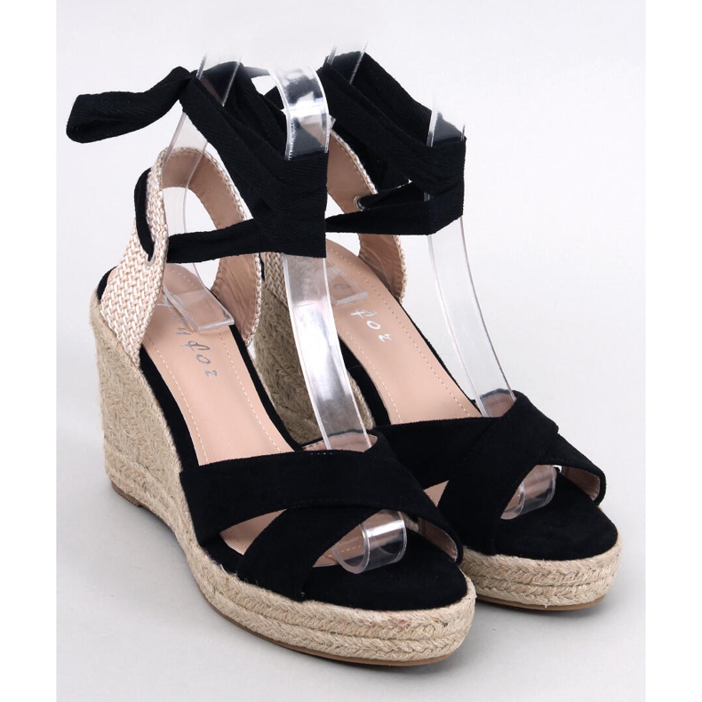 Espadrillas nere su una zeppa intrecciata nera M319P Black nero 1