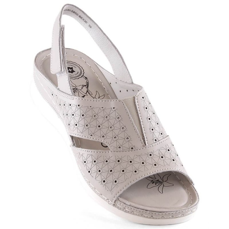 Sandali comodi in pelle con fascia elastica eVento W 5850 beige 1
