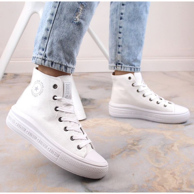 Sneakers alla caviglia con plateau Big Star W INT1875B bianche bianca 2